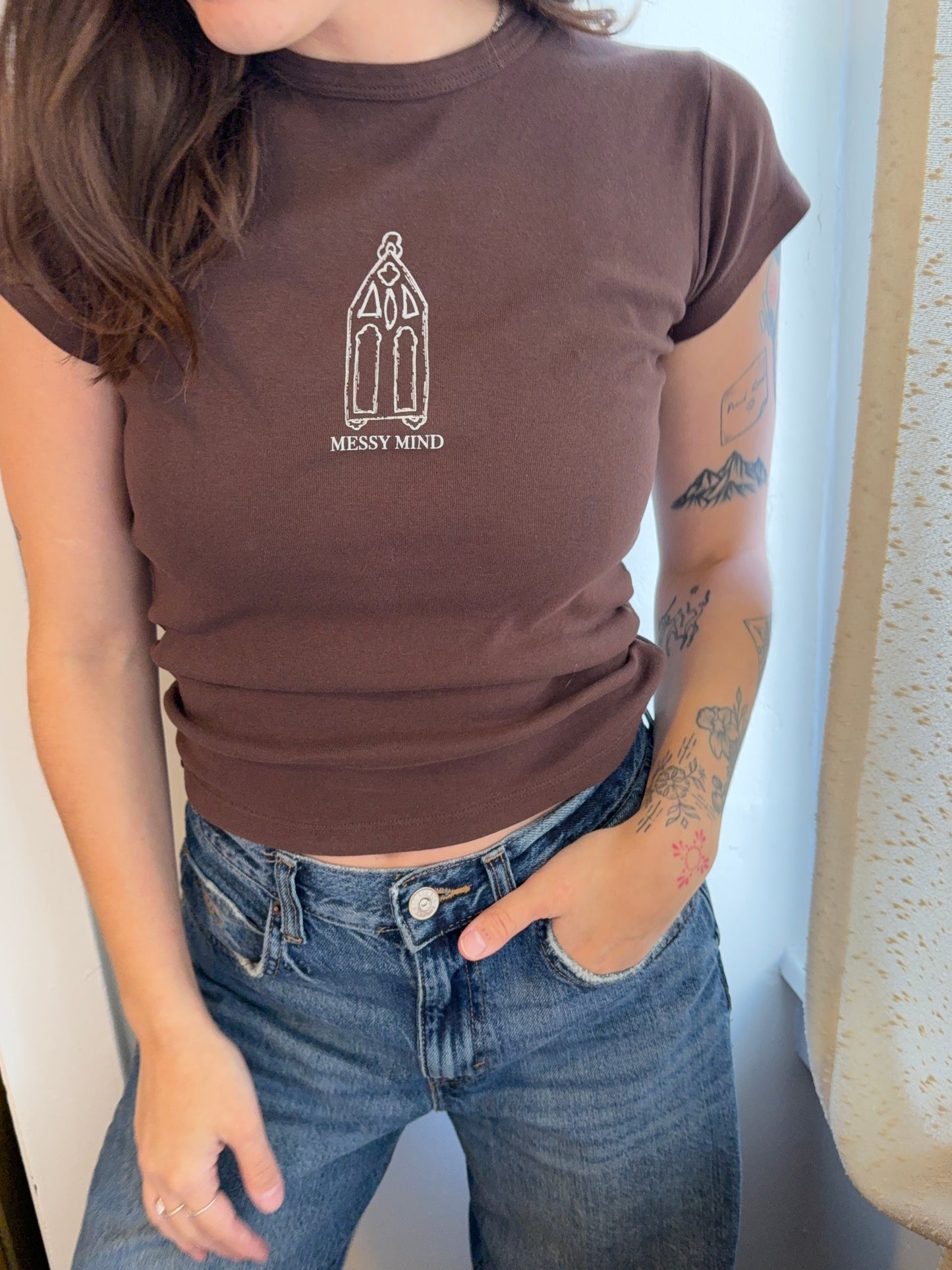 Messy Mind Baby Tee - Brown