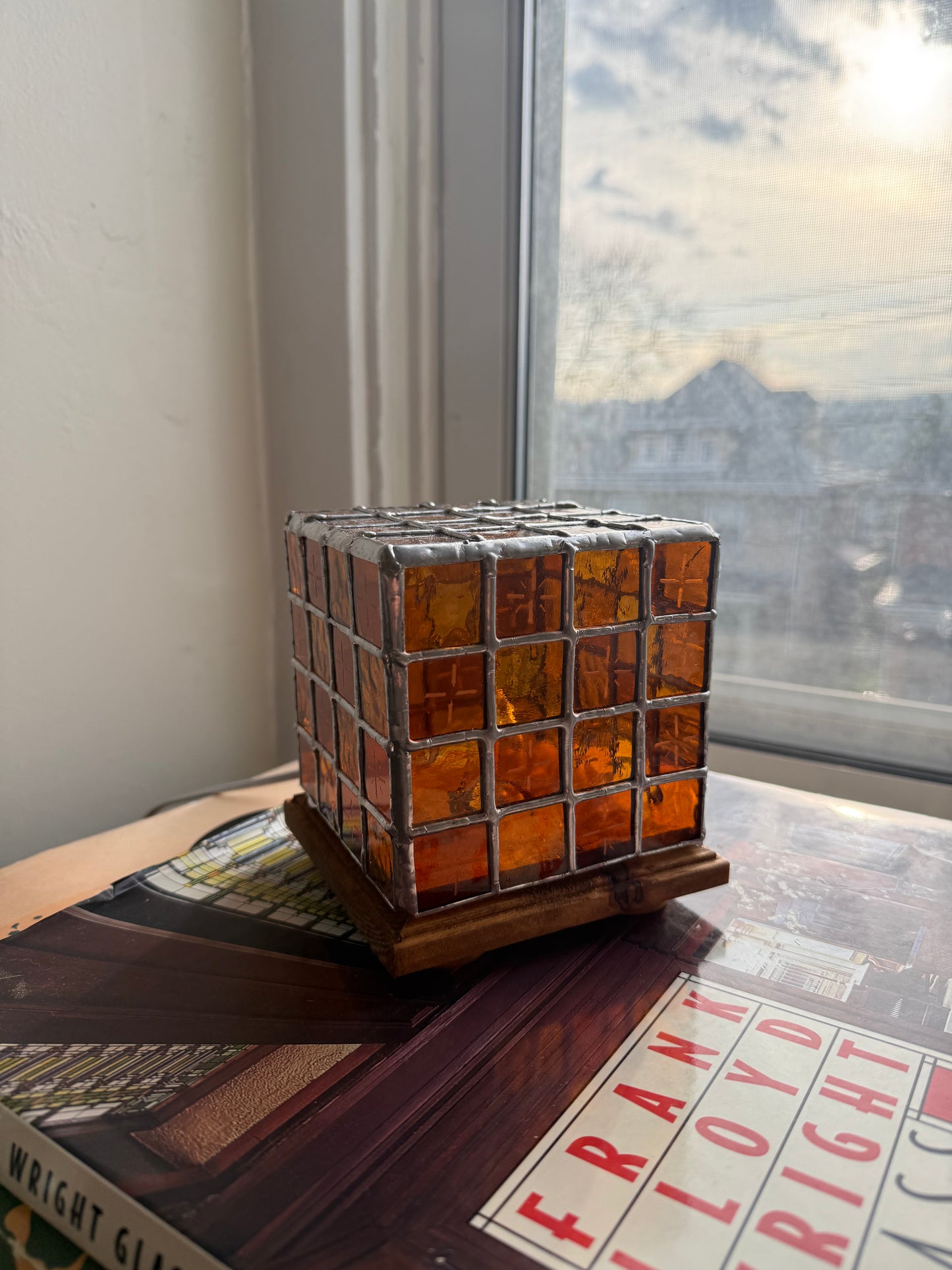 Orange Checkered Charm Lamp