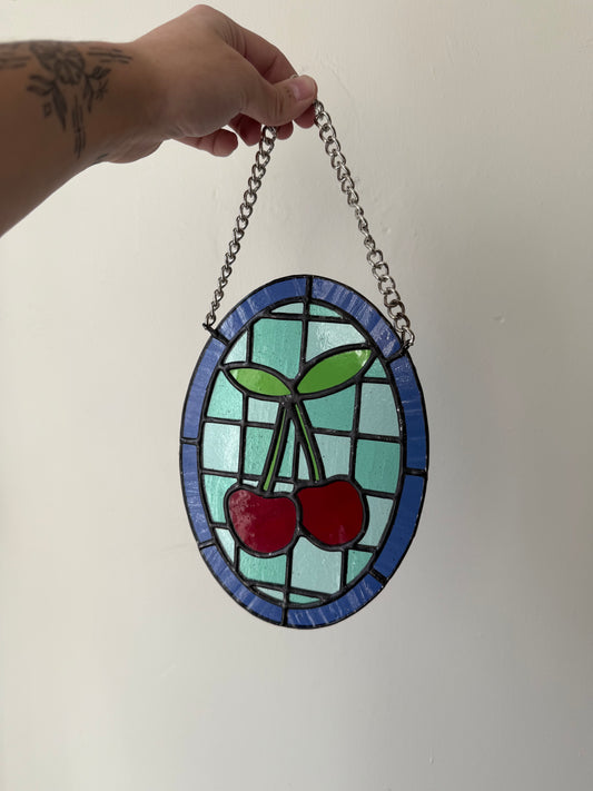 Checkered Cherry Glass Panel