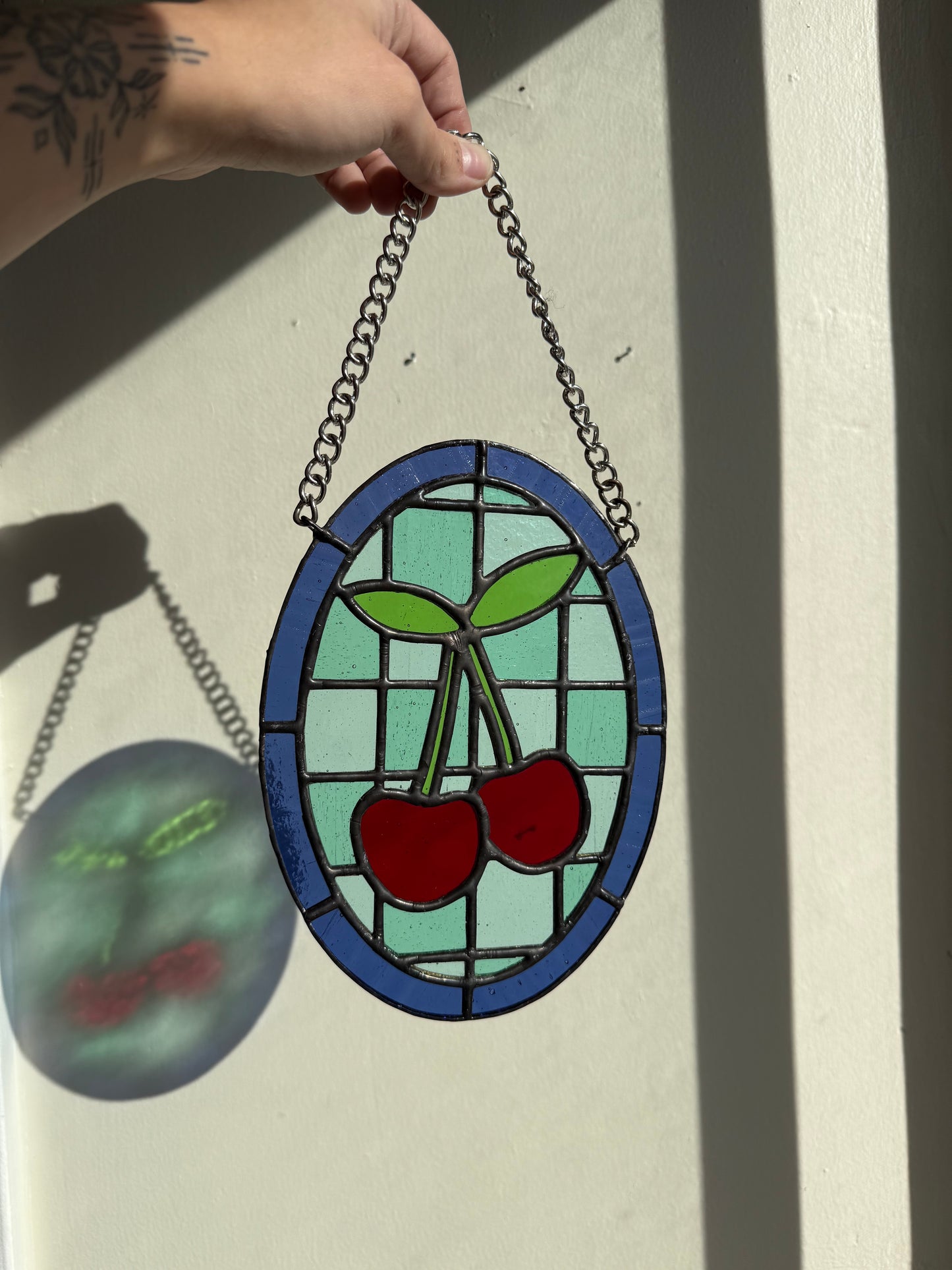 Checkered Cherry Glass Panel