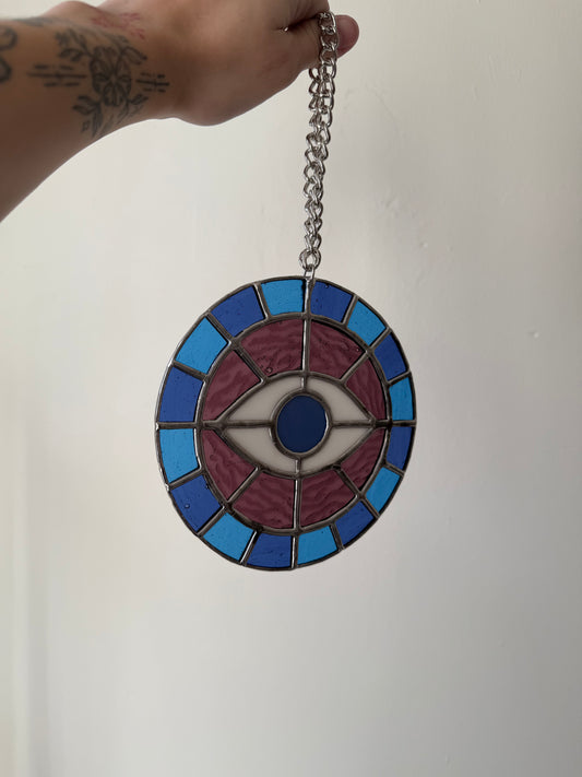 Evil Eye Glass Panel